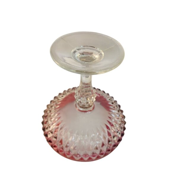 Vintage, Red Ruby Flash, Indiana Glass, Diamond Point, Compote with Lid, - Picture 11 of 12